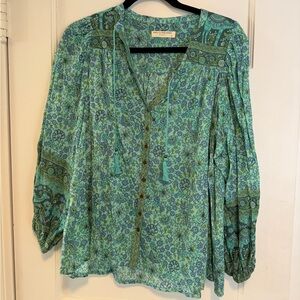 Spell Floral Green Blouse size XS
